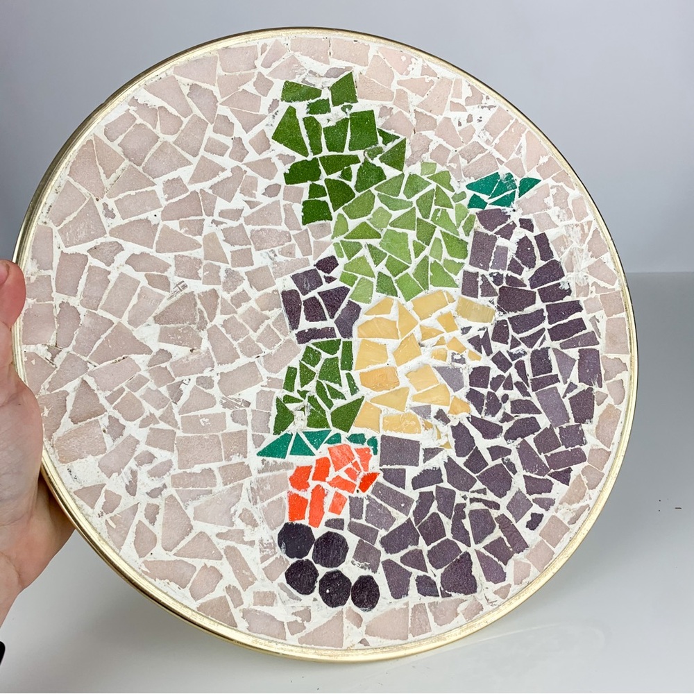 Vintage Colorful Abstract Mosaic Art Bowl Plate Mid Century Modern Wall Art mcm
